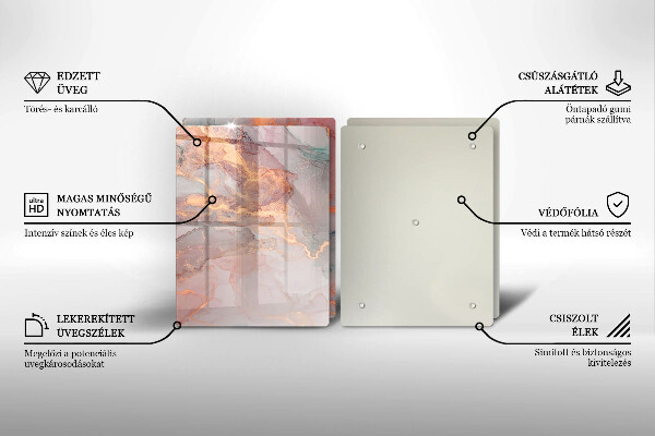 Kuchynská doska veľká zo skla Mramor so zlatom