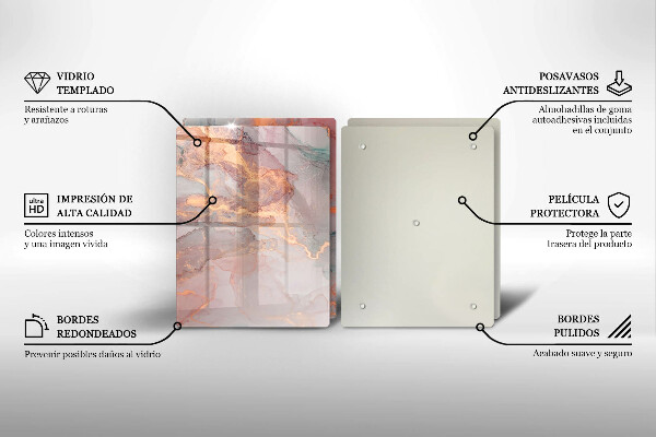 Kuchynská doska veľká zo skla Mramor so zlatom