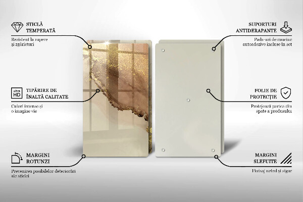 Sklenená doska na krájanie Zlatá abstrakcia