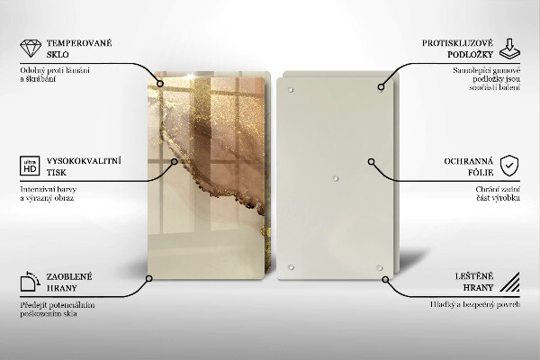 Sklenená doska na krájanie Zlatá abstrakcia