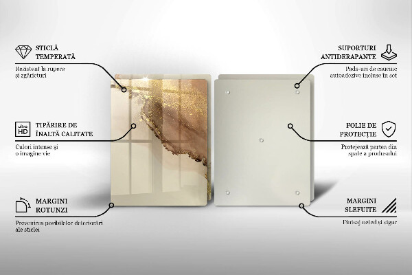 Sklenená doska na krájanie Zlatá abstrakcia