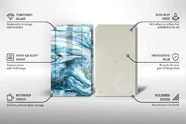 Sklenená doska na krájanie Štruktúra so zlatom