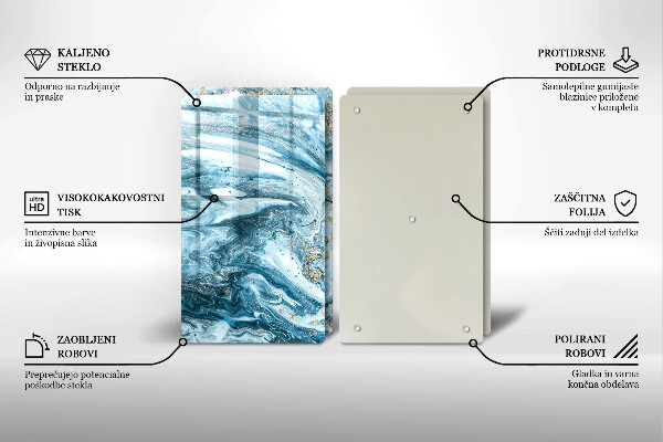 Sklenená doska na krájanie Štruktúra so zlatom