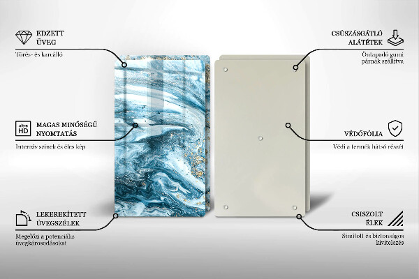 Sklenená doska na krájanie Štruktúra so zlatom