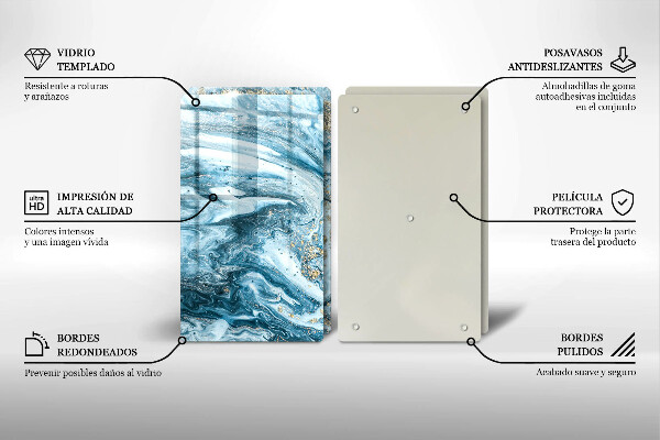 Sklenená doska na krájanie Štruktúra so zlatom