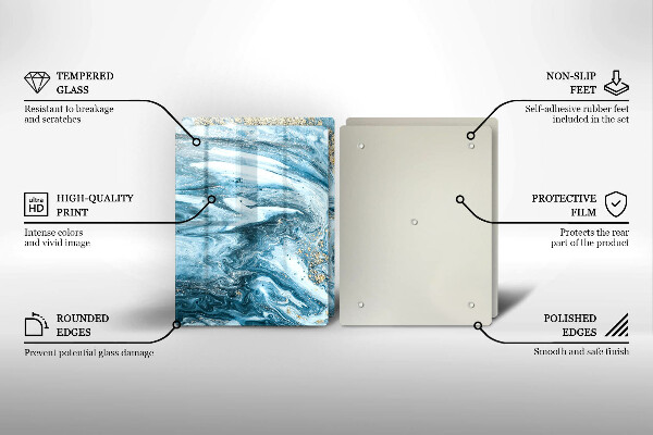 Sklenená doska na krájanie Štruktúra so zlatom