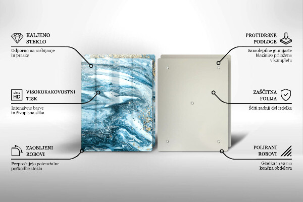 Sklenená doska na krájanie Štruktúra so zlatom