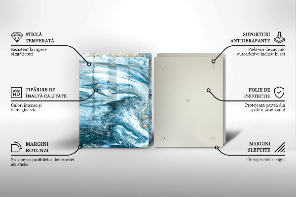 Sklenená doska na krájanie Štruktúra so zlatom