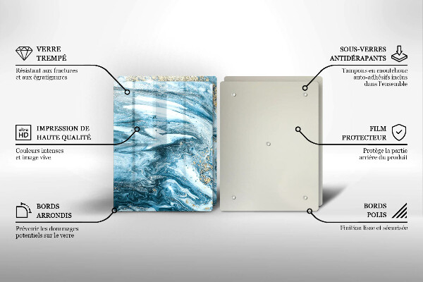 Sklenená doska na krájanie Štruktúra so zlatom