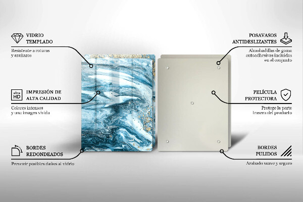 Sklenená doska na krájanie Štruktúra so zlatom