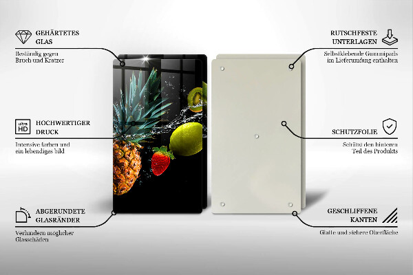 Kuchynská doska veľká zo skla Ovocie vo vode