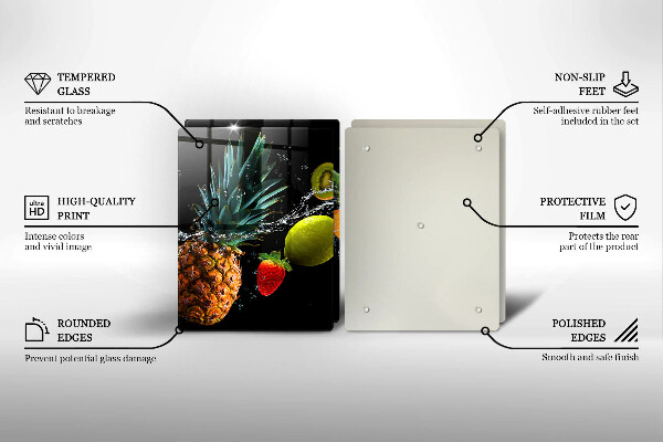 Kuchynská doska veľká zo skla Ovocie vo vode