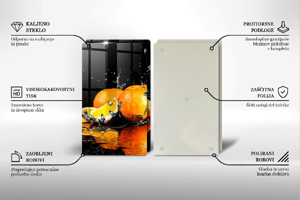 Kuchynská doska veľká zo skla Šťavnaté oranžové ovocie