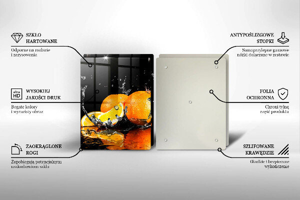 Kuchynská doska veľká zo skla Šťavnaté oranžové ovocie