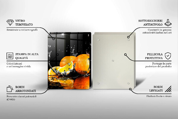 Kuchynská doska veľká zo skla Šťavnaté oranžové ovocie