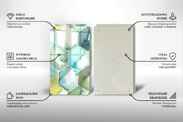 Sklenená doska na krájanie Akvarelové šesťuholníky