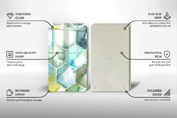 Sklenená doska na krájanie Akvarelové šesťuholníky