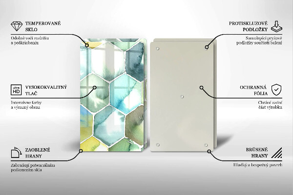 Sklenená doska na krájanie Akvarelové šesťuholníky