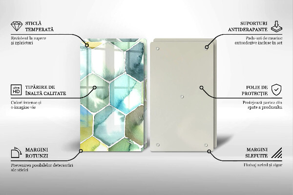 Sklenená doska na krájanie Akvarelové šesťuholníky