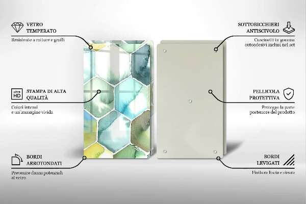 Sklenená doska na krájanie Akvarelové šesťuholníky