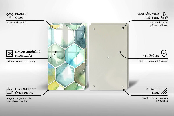 Sklenená doska na krájanie Akvarelové šesťuholníky