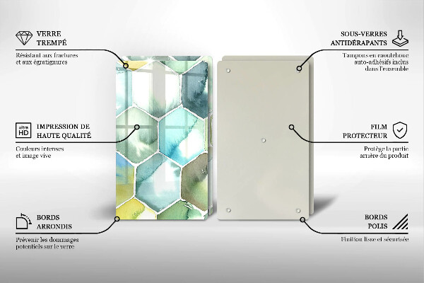 Sklenená doska na krájanie Akvarelové šesťuholníky