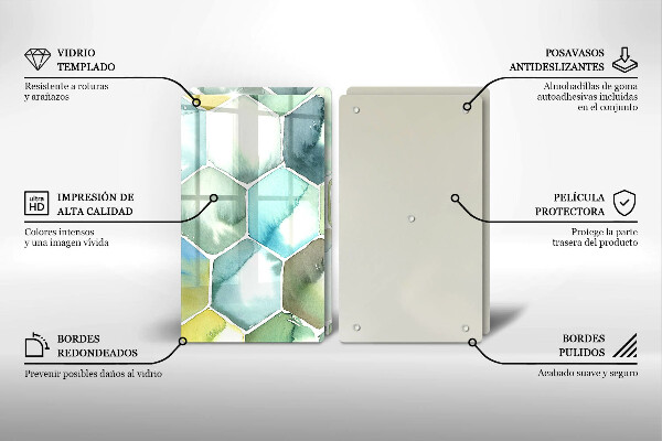 Sklenená doska na krájanie Akvarelové šesťuholníky