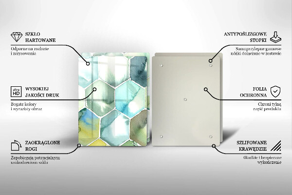 Sklenená doska na krájanie Akvarelové šesťuholníky