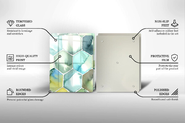 Sklenená doska na krájanie Akvarelové šesťuholníky