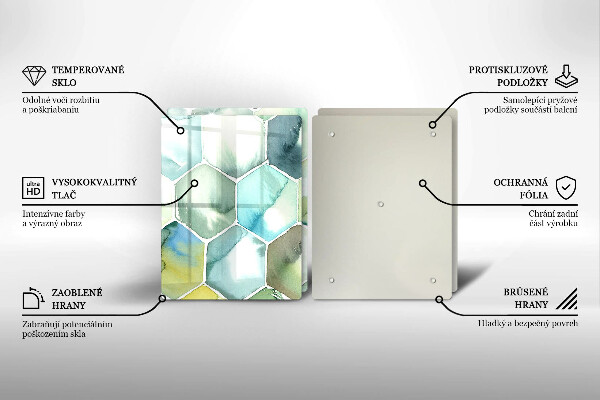 Sklenená doska na krájanie Akvarelové šesťuholníky
