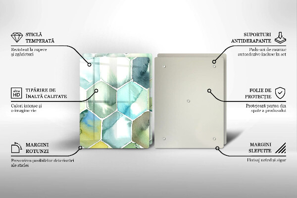 Sklenená doska na krájanie Akvarelové šesťuholníky