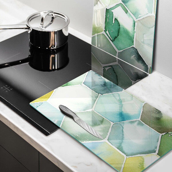 Sklenená doska na krájanie Akvarelové šesťuholníky