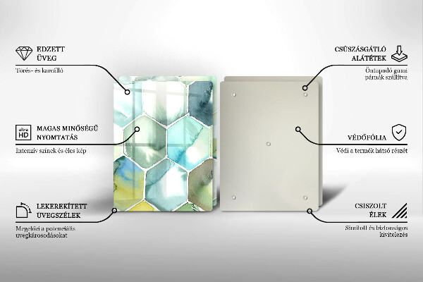 Sklenená doska na krájanie Akvarelové šesťuholníky