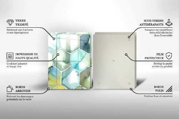 Sklenená doska na krájanie Akvarelové šesťuholníky