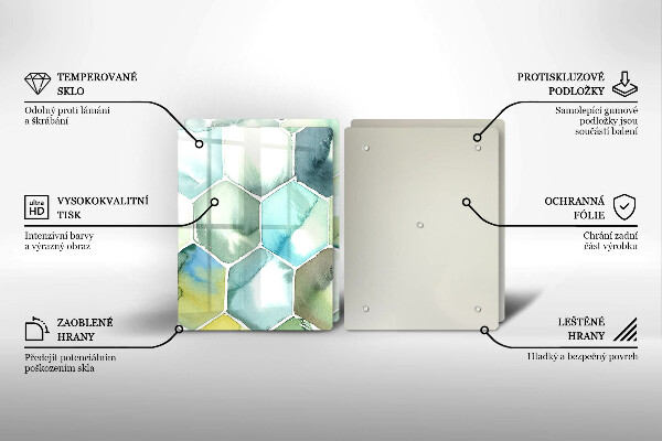 Sklenená doska na krájanie Akvarelové šesťuholníky
