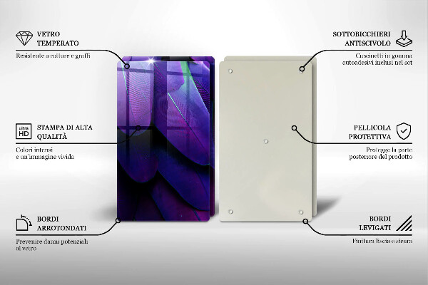 Sklenená doska na krájanie Neónové pierka