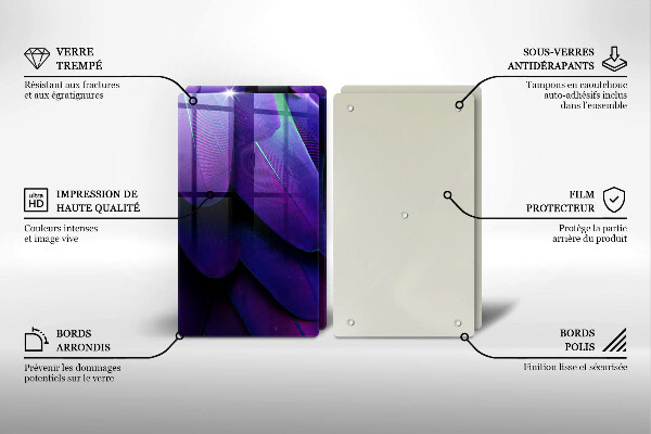 Sklenená doska na krájanie Neónové pierka