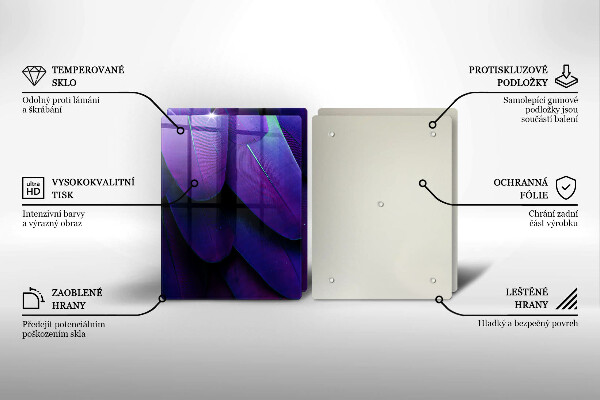 Sklenená doska na krájanie Neónové pierka