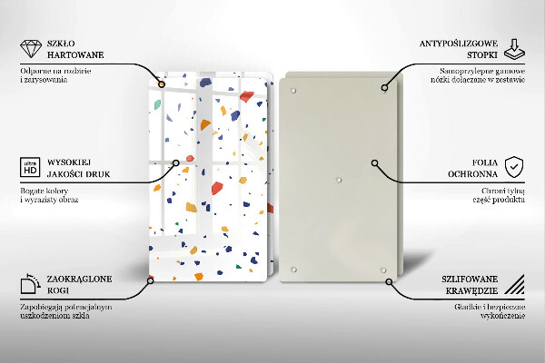 Sklenená doska na krájanie Farebná kamenina