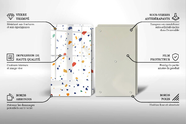 Sklenená doska na krájanie Farebná kamenina