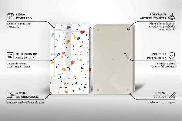 Sklenená doska na krájanie Farebná kamenina