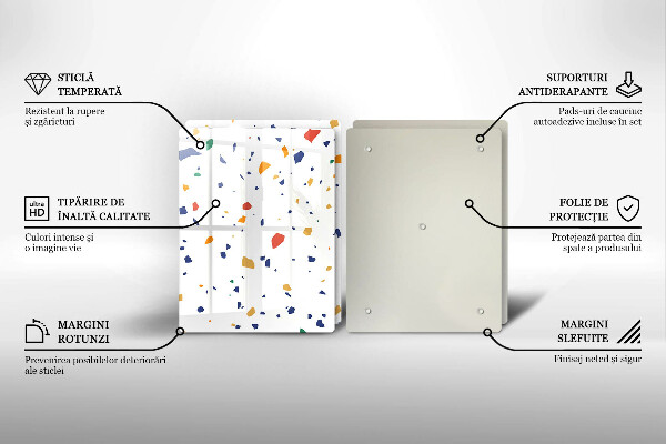 Sklenená doska na krájanie Farebná kamenina