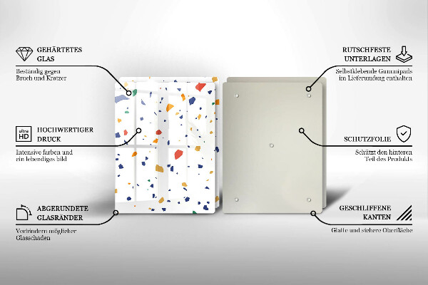 Sklenená doska na krájanie Farebná kamenina