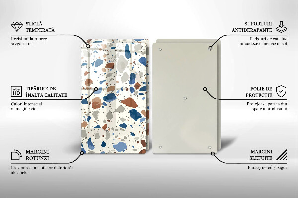 Sklenená doska na krájanie Dekoratívna kamenina