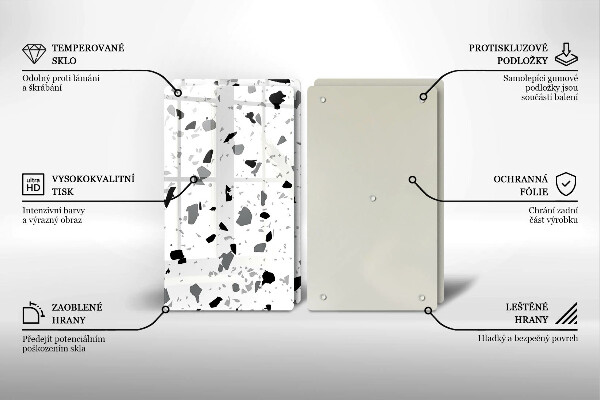 Sklenená doska na krájanie Dekoratívna kamenina