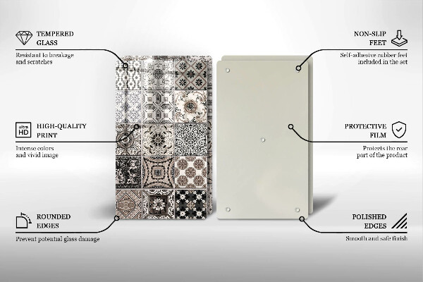 Kuchynská doska veľká zo skla Dekoratívne dlaždice