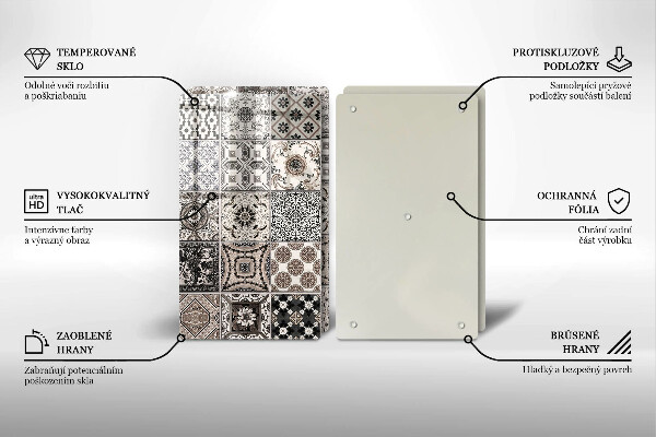 Kuchynská doska veľká zo skla Dekoratívne dlaždice