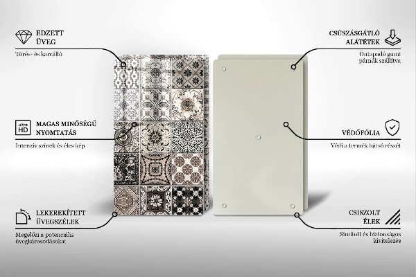 Kuchynská doska veľká zo skla Dekoratívne dlaždice