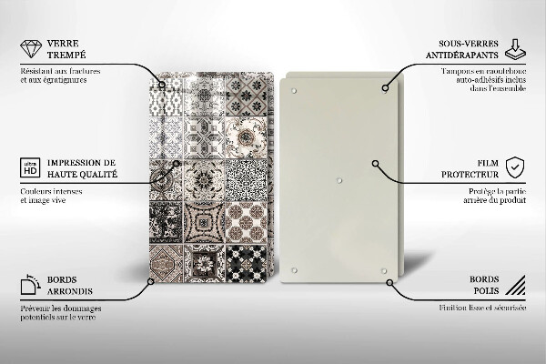 Kuchynská doska veľká zo skla Dekoratívne dlaždice