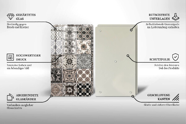 Kuchynská doska veľká zo skla Dekoratívne dlaždice